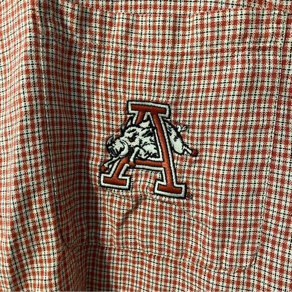 Vintage Men's Red Checkered Arkansas Razorback hogs button down shirt cotton Med - Picture 4 of 8